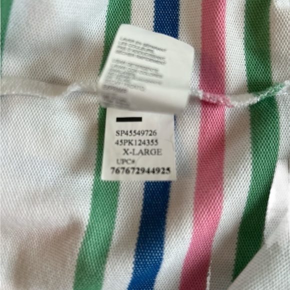 IZOD Advantage Performance Pastel Stripe White Short Sleeve Polo Shirt Men's XL. - Picture 9 of 11